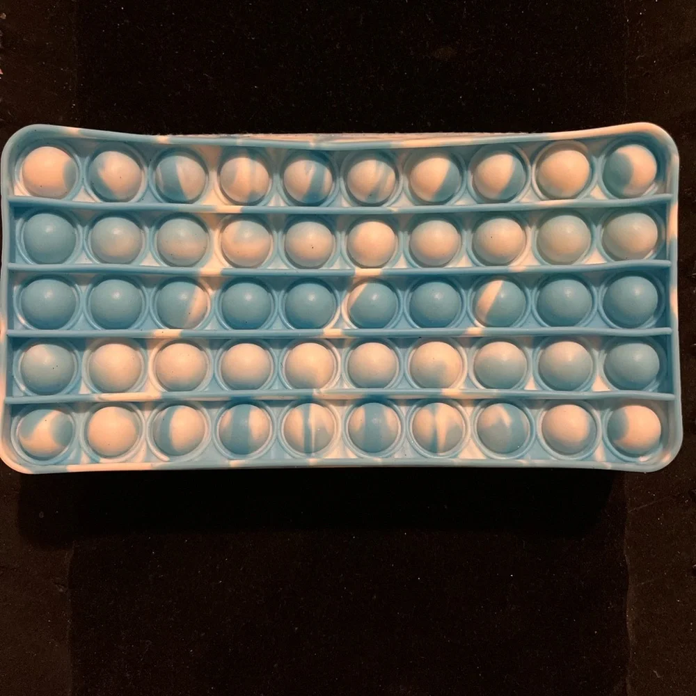 Silicone Fidget Pencil Case Push Pop Bubble Sensory Relief Blue Pop It Fidget